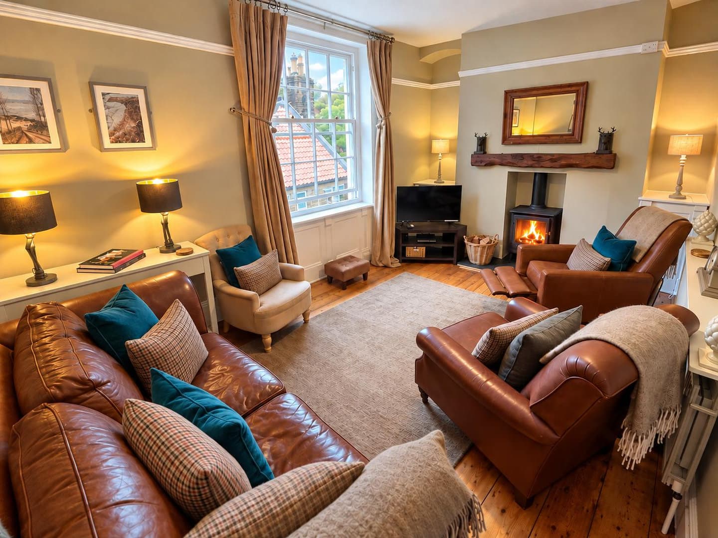 The lounge with comfortable seating and a fireplace — photograph 1