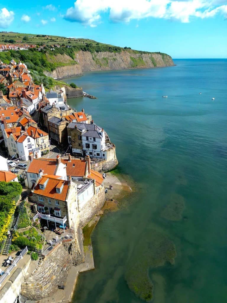 Red roofs and the coastline at Robin Hood’s Bay