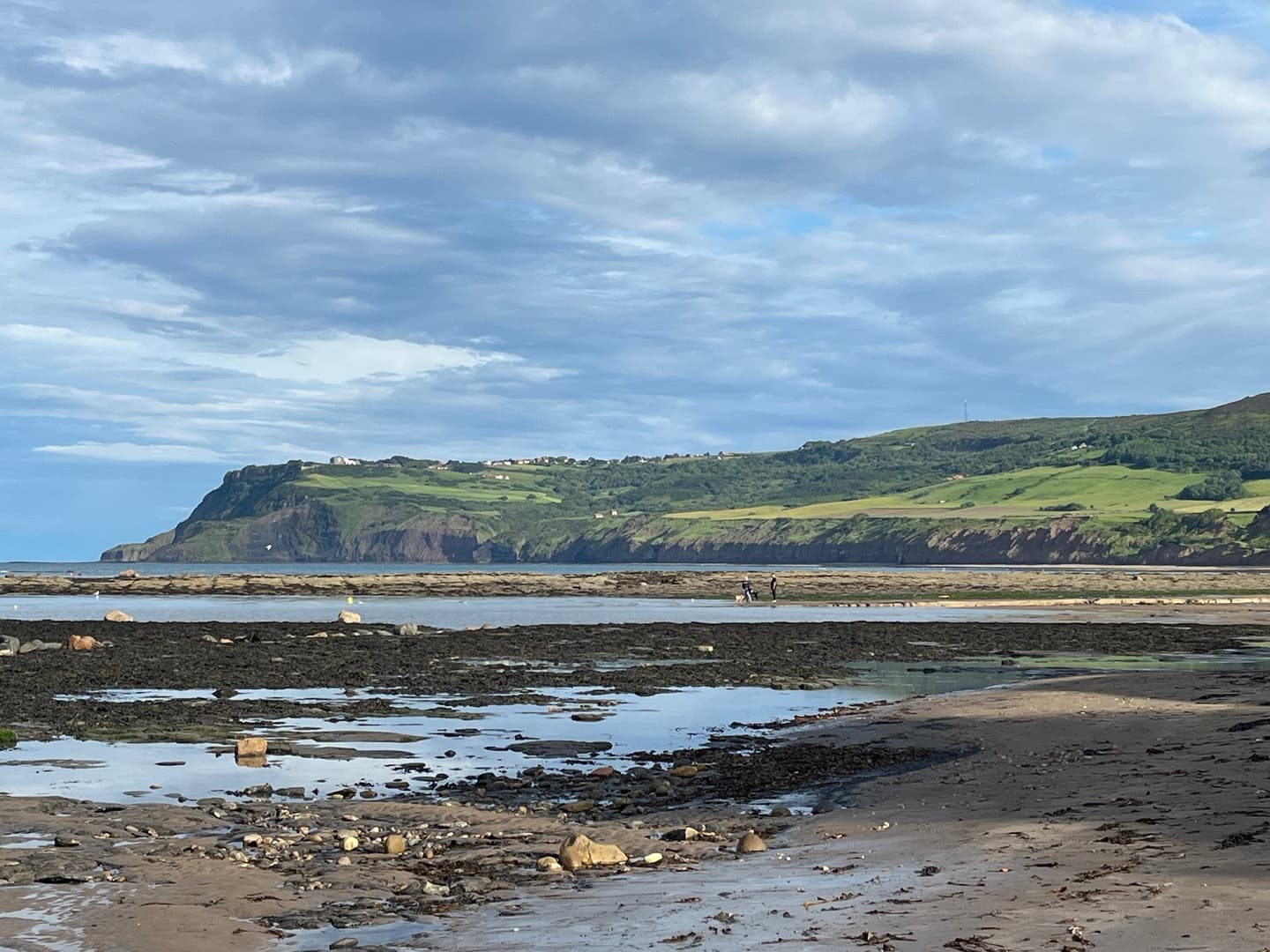 The bay and distant headland at low tide